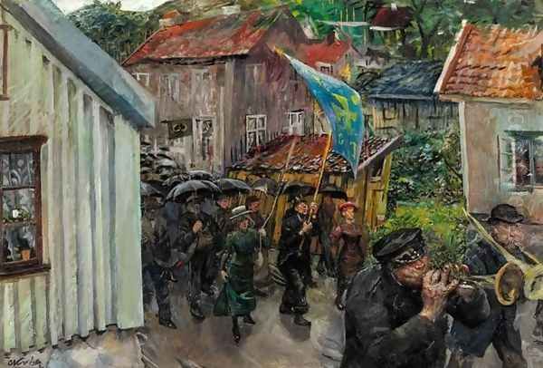 Procession of the Abstemious (Totalistenes s&oslash;ndagsutflukt) Oil Painting by Christian Krohg