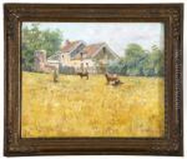 Campagna Con Scena Di Mungitura Oil Painting by Giovanni Colmo