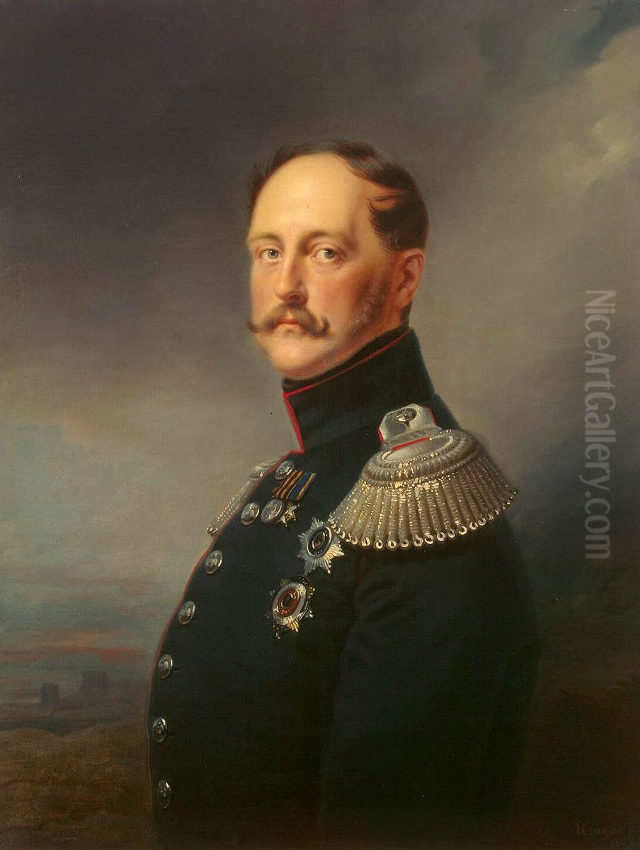 Portrait of Emperor Nicholas I Oil Painting by Franz Kruger