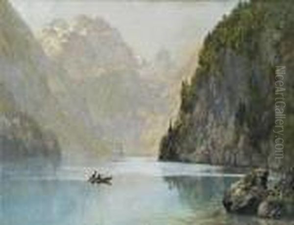 Konigssee Mit Blick Auf Den Watzmann Oil Painting by Edward Theodore Compton