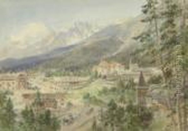 Blick Auf S. Martino Di
 Castrozza Oil Painting by Edward Theodore Compton