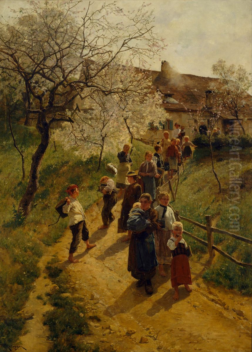 A Spring Day Oil Painting by Friedrich Kallmorgen