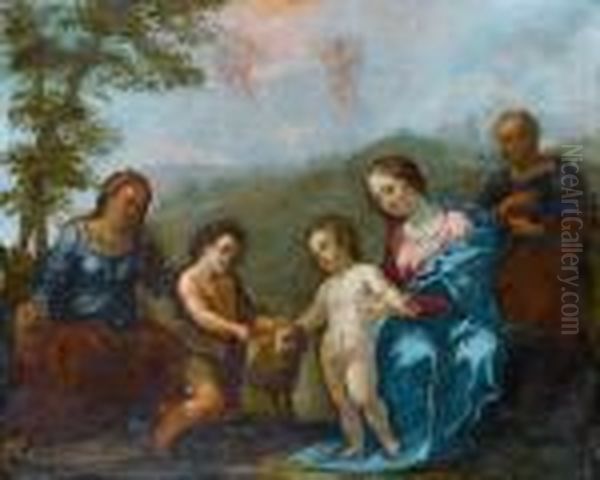The Holy Family With The Infant Saint John The Baptist And Saint Anna Oil Painting by Sebastiano Conca