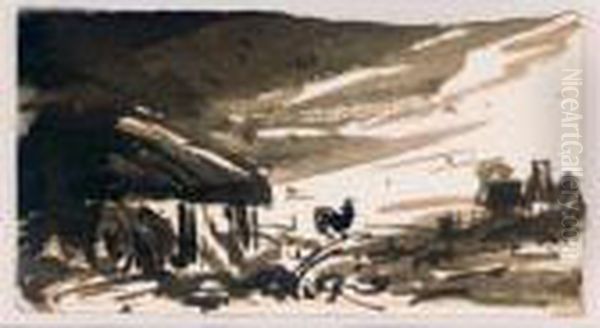 The Cock At The Barn Door Oil Painting by John Constable