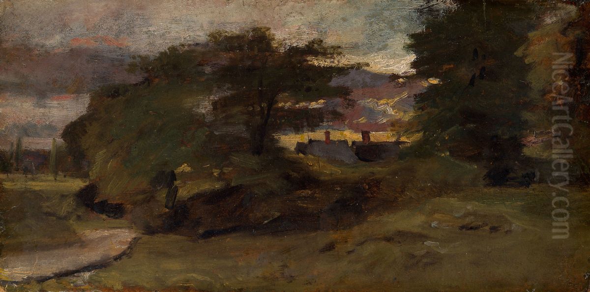 Landscape With Cottages Oil Painting by John Constable