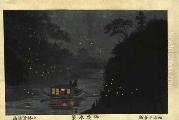 Fireflies at Ocha-no-mizu (Ocha-no-mizu hotaru) Oil Painting by Kobayashi Kiyochika