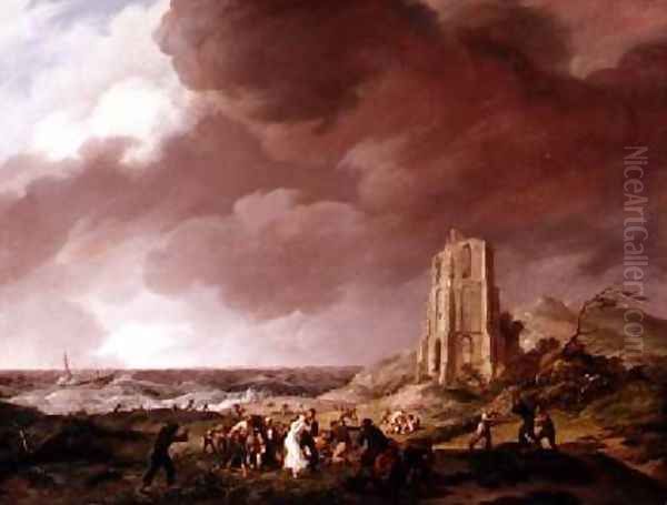 The Shipwreck Oil Painting by Johannes Hermanus Koekkoek Snr