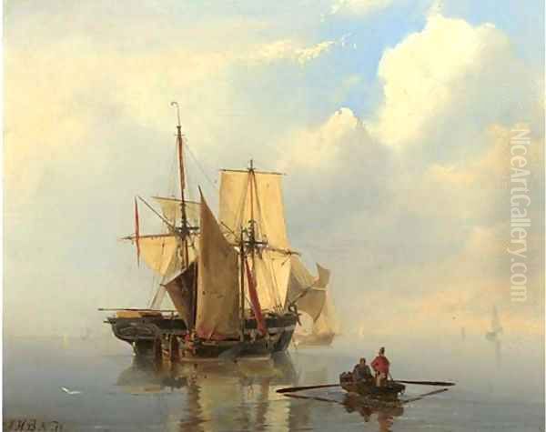 A calm Oil Painting by Johannes Hermanus Koekkoek Snr