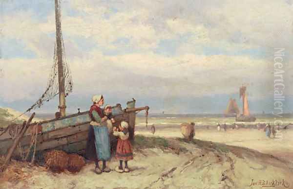 Bringing the catch home Oil Painting by Johannes Hermanus Koekkoek Snr