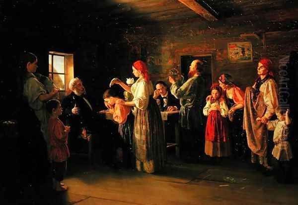 Inspection of a Childrens Home Oil Painting by Vasili Efimovich Kallistov