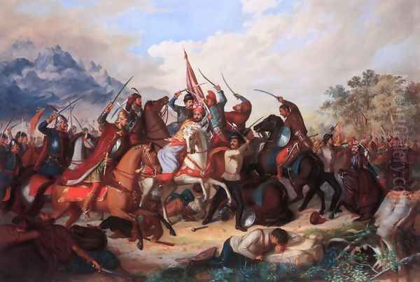 Scene from the War against the Turks 1857 Oil Painting by Balint Kiss