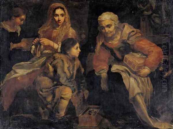 Interior Scene Oil Painting by Bernhard Keil, Monsu Bernardo