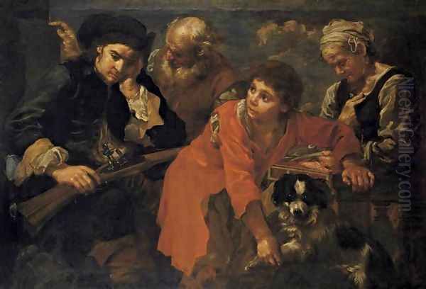 Return from the Hunt Oil Painting by Bernhard Keil, Monsu Bernardo