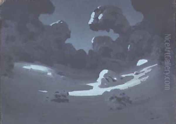 The Moon Lights a Clearing in the Forest Oil Painting by Arkip Ivanovic Kuindzi