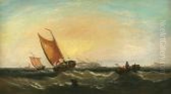 Boats Of Scheveningen Oil Painting by Edward William Cooke