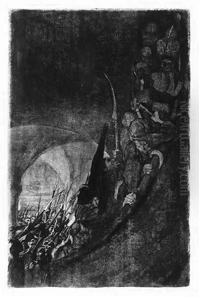 Bewaffnung in einem gewolbe (K. 95) Oil Painting by Kathe Kollwitz