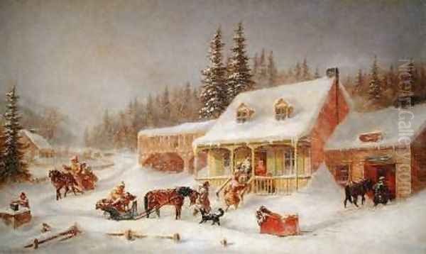 The Blacksmiths Shop Oil Painting by Cornelius David Krieghoff