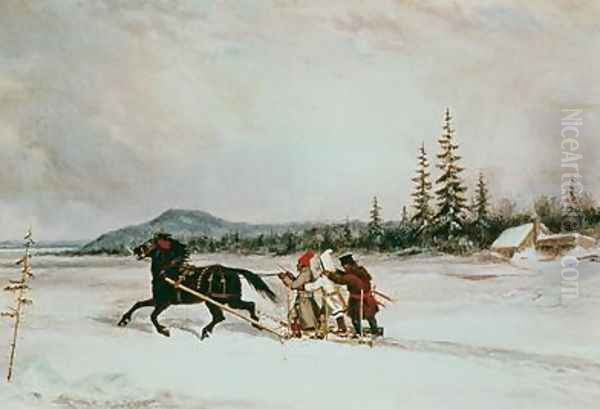 Habitants Sleighing 2 Oil Painting by Cornelius David Krieghoff