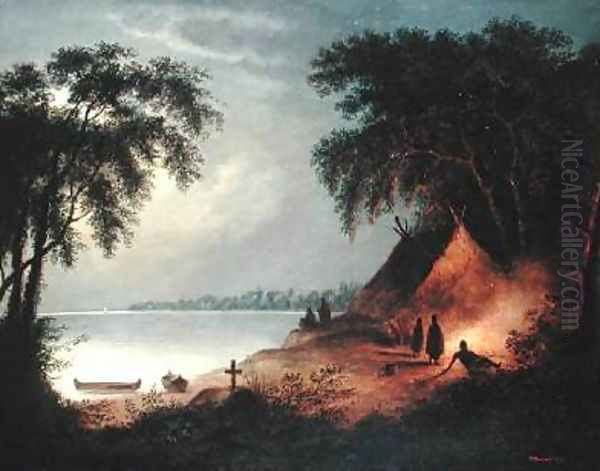 Indian Burial Oil Painting by Cornelius David Krieghoff