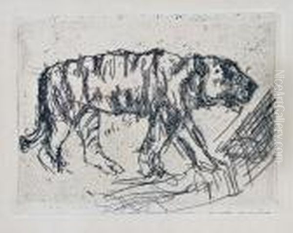 Studie Eines Hundes Oil Painting by Lovis (Franz Heinrich Louis) Corinth