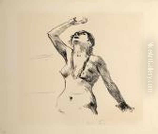 Weiblicher Akt In Abwehr Oil Painting by Lovis (Franz Heinrich Louis) Corinth