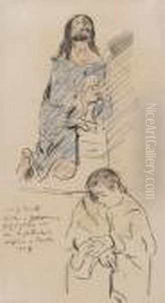 Christus In Gethsemane (nach 
Einer Olberg-gruppe Des Meisters Von Rabenden: Christus Am Olberg Und 
Schlafender Johannes. Der Apostel Petrus Mit Dem Schwert. Schlafender 
Junger) Oil Painting by Lovis (Franz Heinrich Louis) Corinth