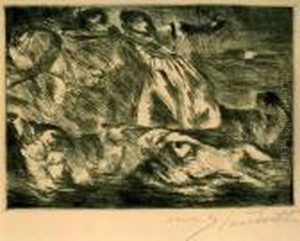 Dantebarke Nach Delacroix Oil Painting by Lovis (Franz Heinrich Louis) Corinth