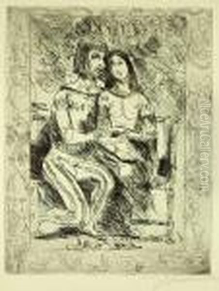 Weislingen Und Marie Oil Painting by Lovis (Franz Heinrich Louis) Corinth