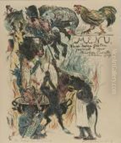 Menu. Oil Painting by Lovis (Franz Heinrich Louis) Corinth