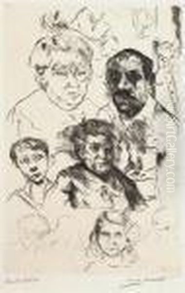 Verschiedenen Kopfe Und
 Selbstbildnis. Oil Painting by Lovis (Franz Heinrich Louis) Corinth