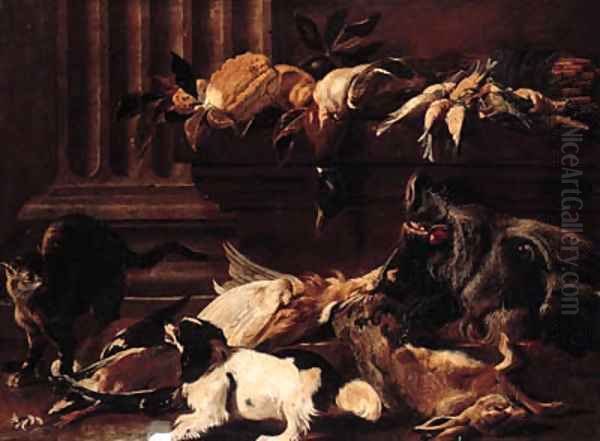 A boar's head Oil Painting by Jacob van der (Giacomo da Castello) Kerckhoven