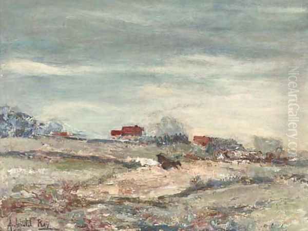 Houses on a moor Oil Painting by Archibald Kay