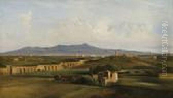 Aqueduc Dans La Campagne 
Romaine: A View Of The Roman Campagna Andthe Claudian Acqueduct Towards 
Monte Cavo Oil Painting by Jean-Baptiste-Camille Corot