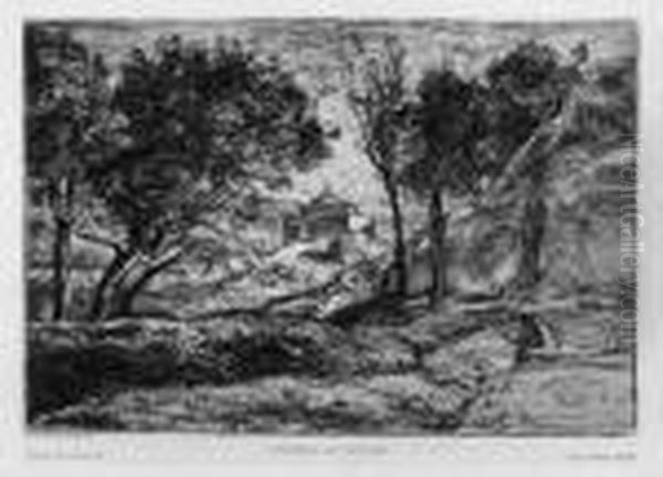 Prachtvoller Druck Mit Schonem 
Plattenton Und Dem (wohl) Vollen Rand Und Der Adresse Der Gazette Des 
Beaux-arts Oil Painting by Jean-Baptiste-Camille Corot