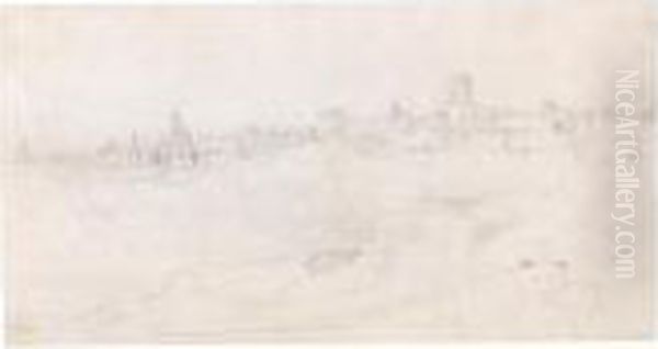 Recto: View From The Garden Of 
The Villa Farnese, Rome; Verso: A Slight Sketch Of The Basilica Of 
Maxentius, Rome Oil Painting by Jean-Baptiste-Camille Corot