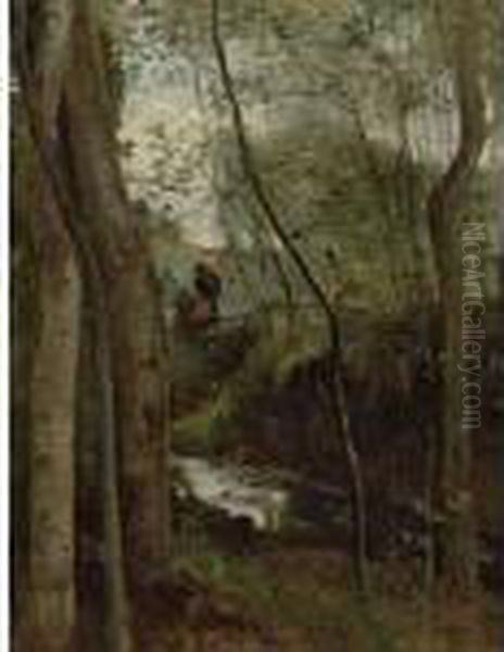Un Ruisseau Sous Bois Oil Painting by Jean-Baptiste-Camille Corot