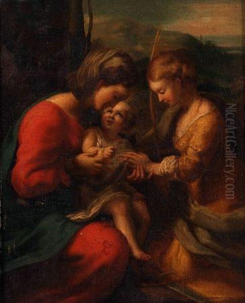 The Mystic Marriage Of St Catherine Oil Painting by Antonio Allegri da Correggio