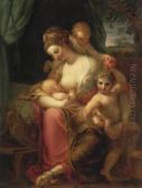 The Madonna And Child With Putti Oil Painting by Antonio Allegri da Correggio
