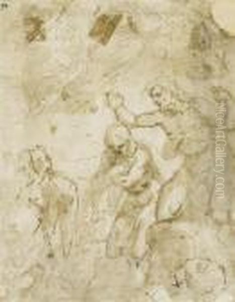 The Baptism Of Jesus In The Jordan Oil Painting by Antonio Allegri da Correggio