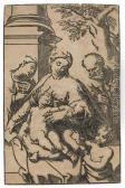 The Holy Family Oil Painting by Antonio Allegri da Correggio