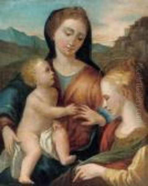 The Mystic Marriage Of Saint Catherine Oil Painting by Antonio Allegri da Correggio
