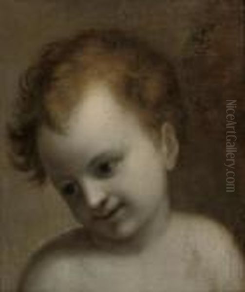 Head Of A Putto Oil Painting by Antonio Allegri da Correggio