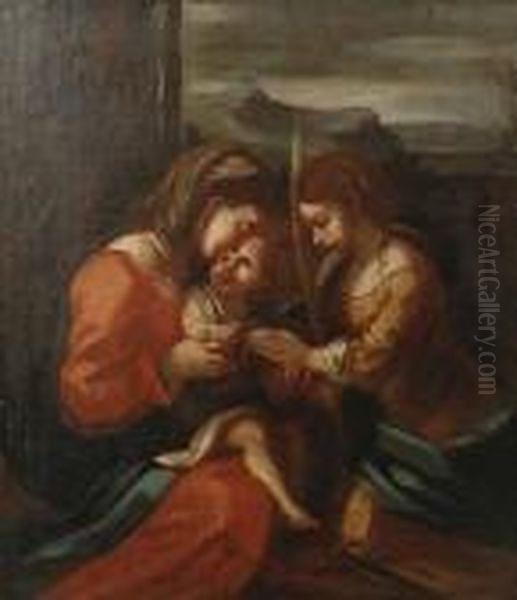The Mystic Marriage Of Saint Catherine Oil Painting by Antonio Allegri da Correggio