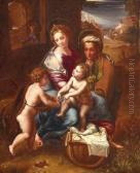 Anna Selbdritt Oil Painting by Antonio Allegri da Correggio
