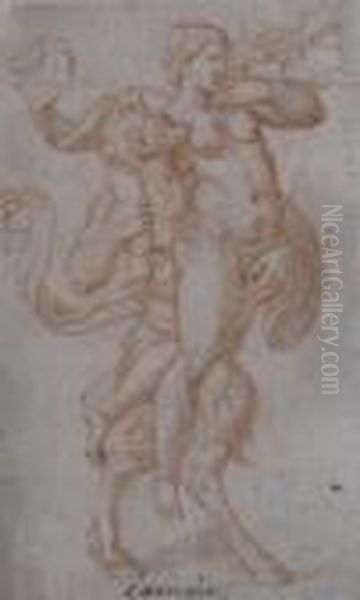 Satyr And Maiden Oil Painting by Antonio Allegri da Correggio