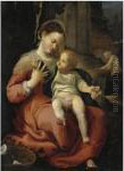 Madonna Della Cesta Oil Painting by Antonio Allegri da Correggio