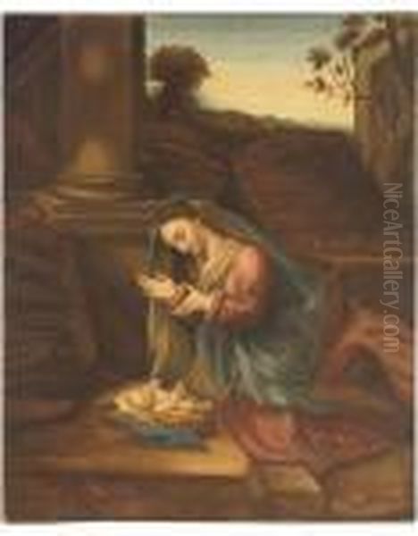 The Virgin Adoring The Christ Child Oil Painting by Antonio Allegri da Correggio