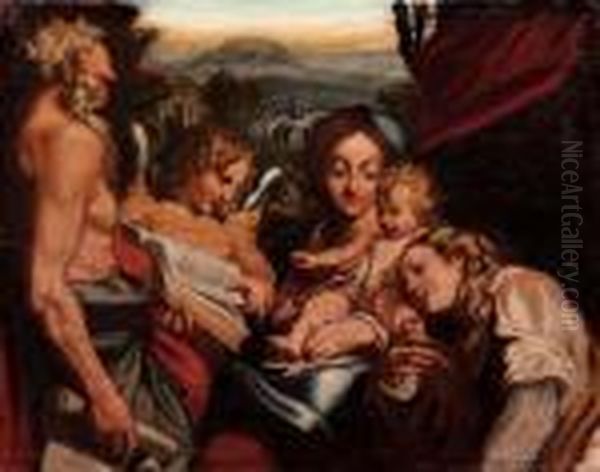 Madonna Di San Girolamo Oil Painting by Antonio Allegri da Correggio