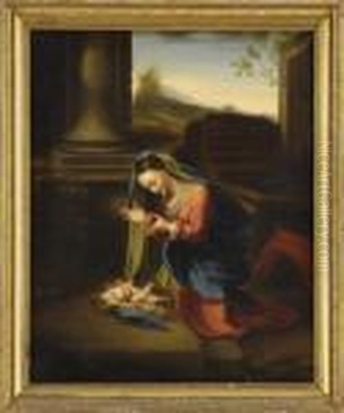 Anbetung Des Jesuskindes. Oil Painting by Antonio Allegri da Correggio