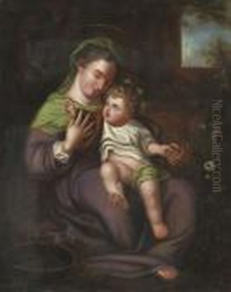 The Madonna Of The Basket Oil Painting by Antonio Allegri da Correggio